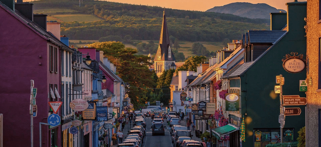 irish street on sunset