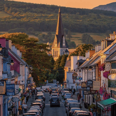 irish street on sunset