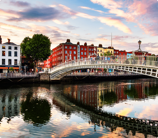 buildings and white bridge in Ireland