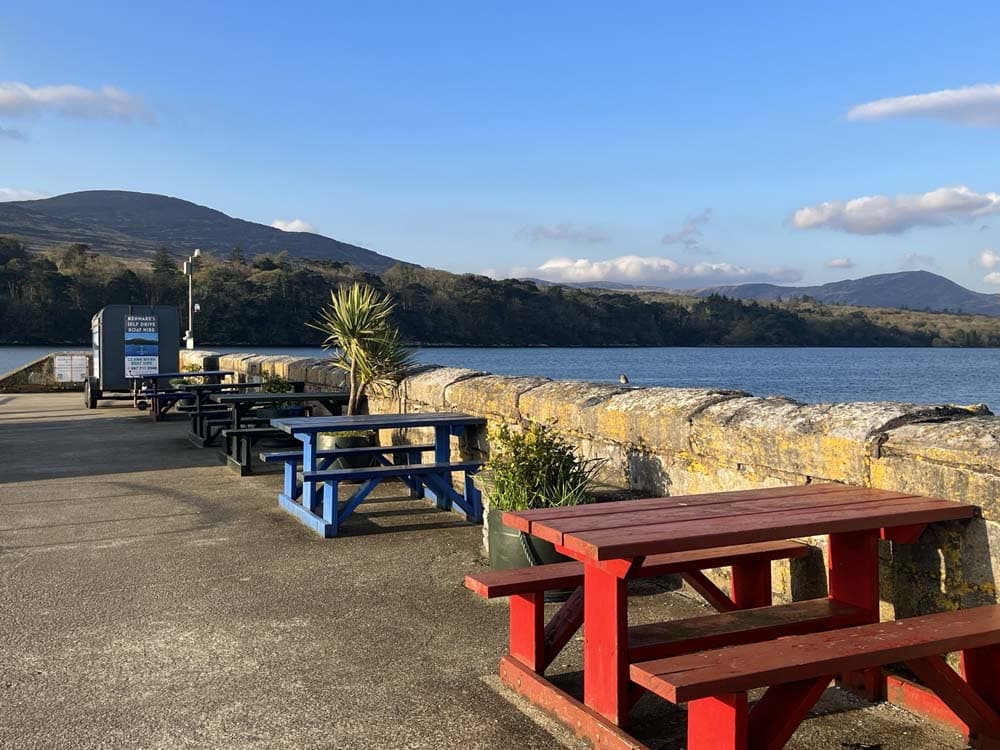 tables and benches close to the irish coast
